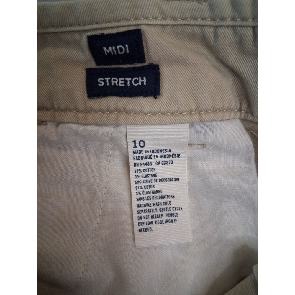 American Eagle Midi Stretch Chino Shorts Women's Sz 10 Beige Khaki Cotton - Picture 5 of 9